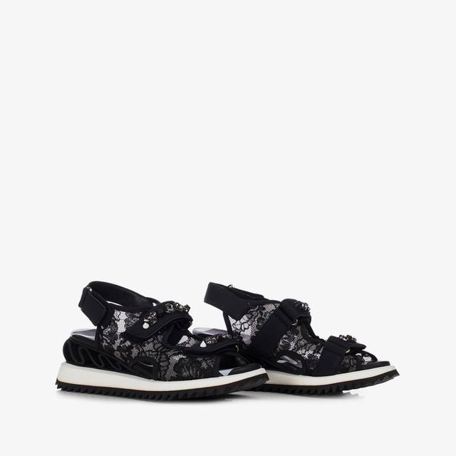 Le Silla Sandalo pizzo nero Sconti VIP