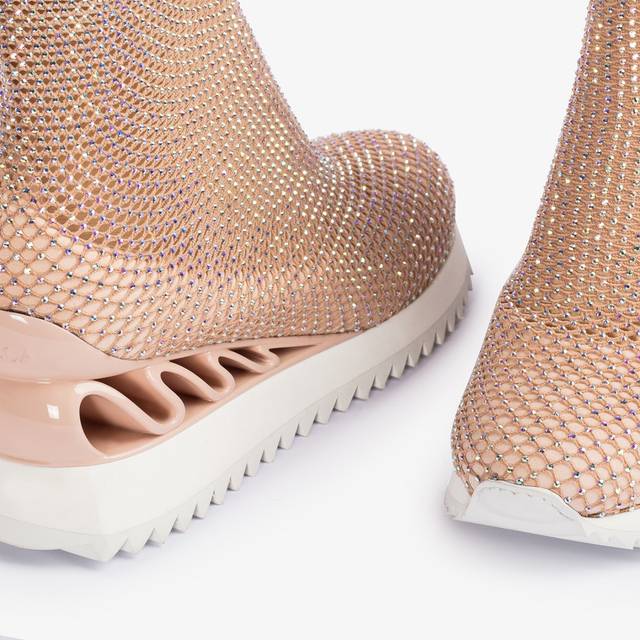 Le Silla Scarpa running rete e Cristalli nude skin Ritorno libero