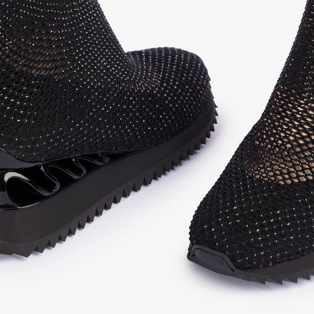 Le Silla Scarpa running rete e Cristalli nero jet Rilascio limitato