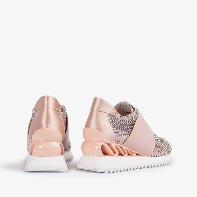 Le Silla Scarpa running raso, rete e Cristalli nude skin Latest stili