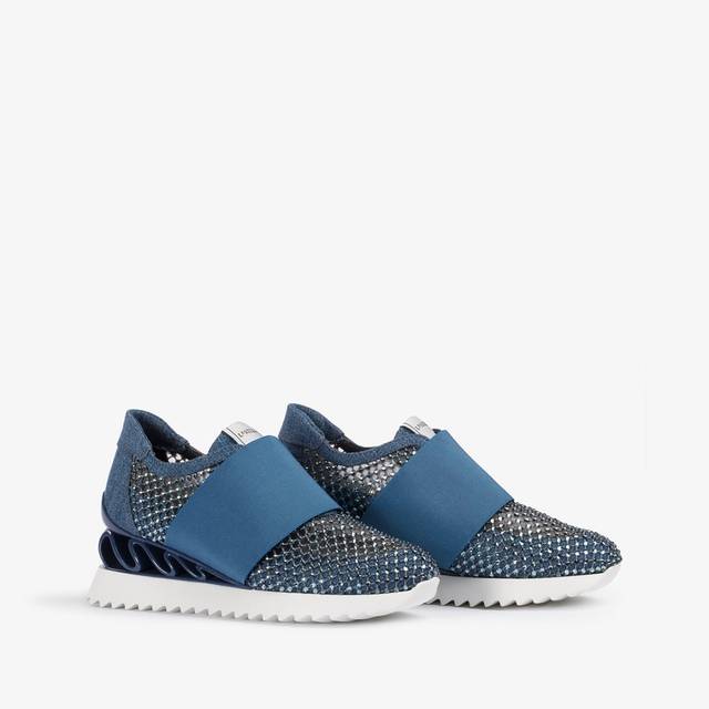 Le Silla Scarpa running denim, rete blu e Cristalli Fino al 65% di sconto