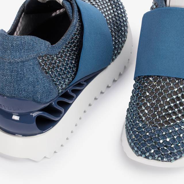 Le Silla Scarpa running denim, rete blu e Cristalli Fino al 65% di sconto