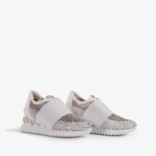 Le Silla Scarpa running denim, rete bianca carta e Cristalli Only for today