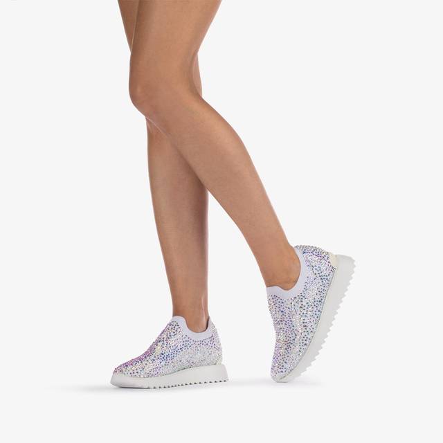Le Silla Scarpa running tessuto stretch bianca carta e Cristalli Super sconto