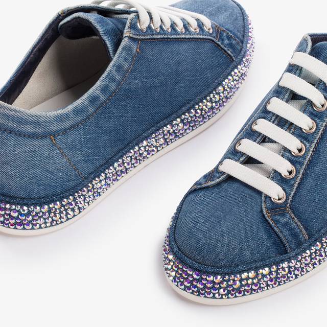 Le Silla Sneaker denim blu con Cristalli Enormi sconti