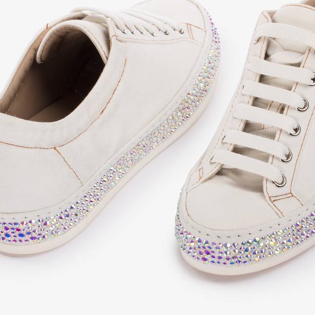 Le Silla Sneaker denim bianca carta con Cristalli 50% di sconto con spedizione gratuita