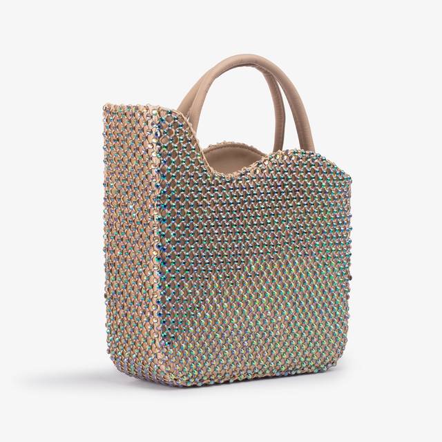 Le Silla Small bag raso oro con Cristalli iridescenti Italy