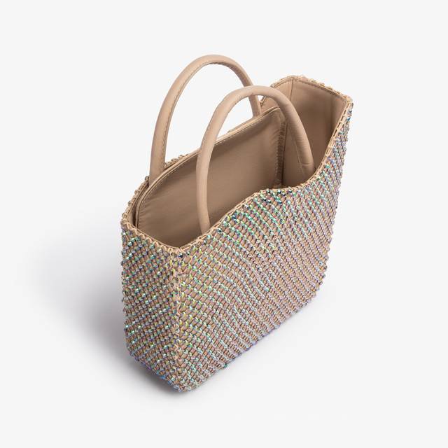 Le Silla Small bag raso oro con Cristalli iridescenti Italy