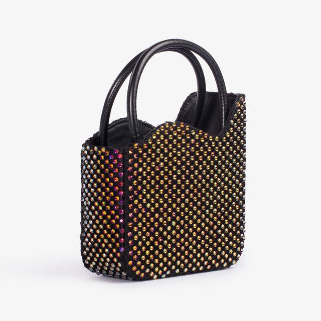 Le Silla Mini bag raso nero e Cristalli iridescenti Italia