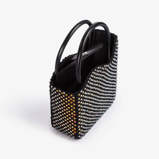 Le Silla Mini bag raso nero e Cristalli iridescenti Italia
