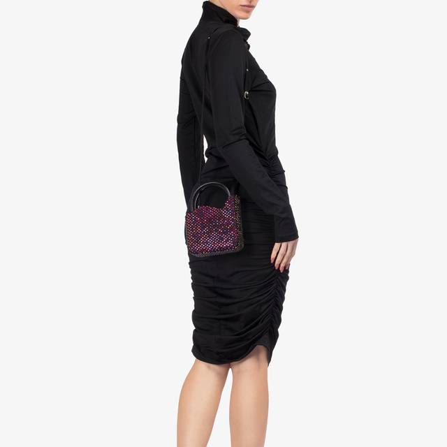Le Silla Mini bag raso nero e Cristalli iridescenti Italia