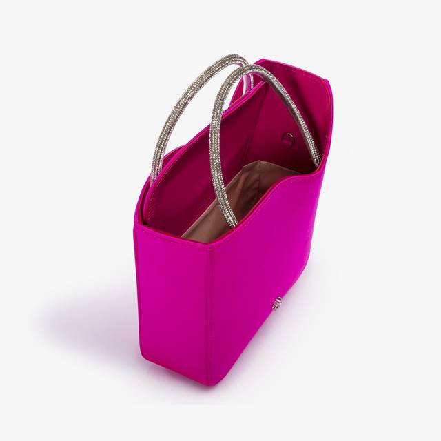 Le Silla Small bag raso fucsia bouganville e Cristalli Vendita