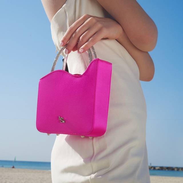 Le Silla Small bag raso fucsia bouganville e Cristalli Vendita
