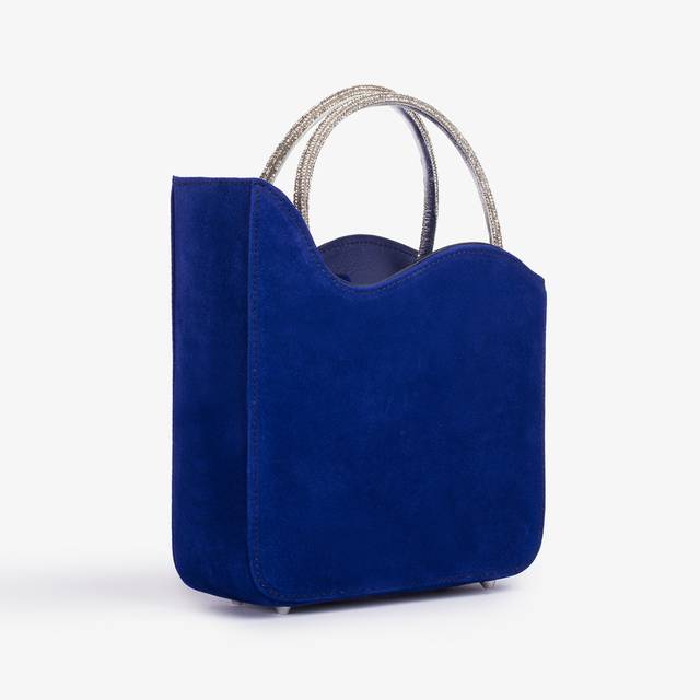 Le Silla Small bag camoscio blu lazuli e Cristalli Spedizione Gratuita