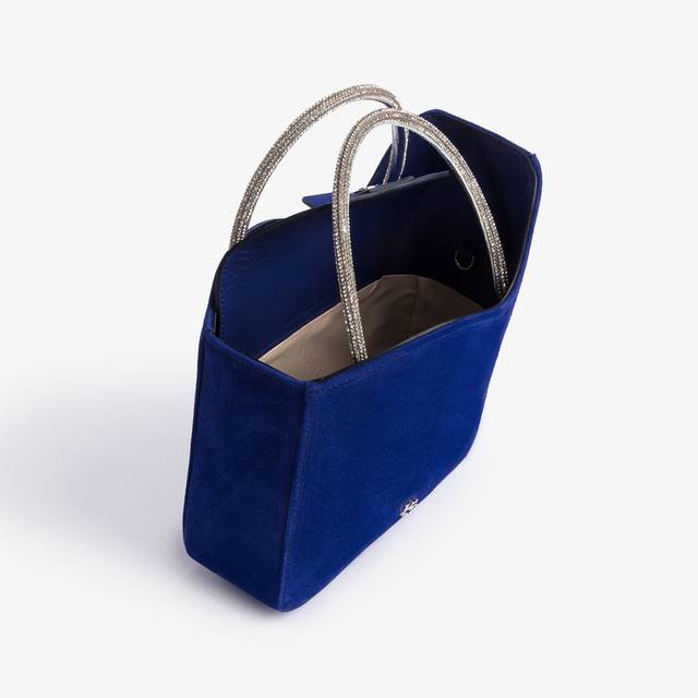 Le Silla Small bag camoscio blu lazuli e Cristalli Spedizione Gratuita