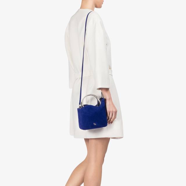 Le Silla Small bag camoscio blu lazuli e Cristalli Spedizione Gratuita