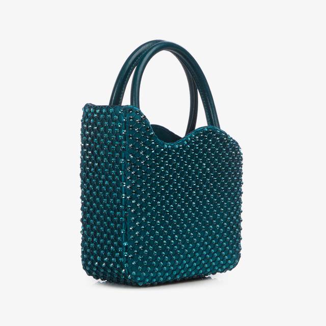 Le Silla Mini bag raso e Cristalli verde rasputin Pezzi Unici