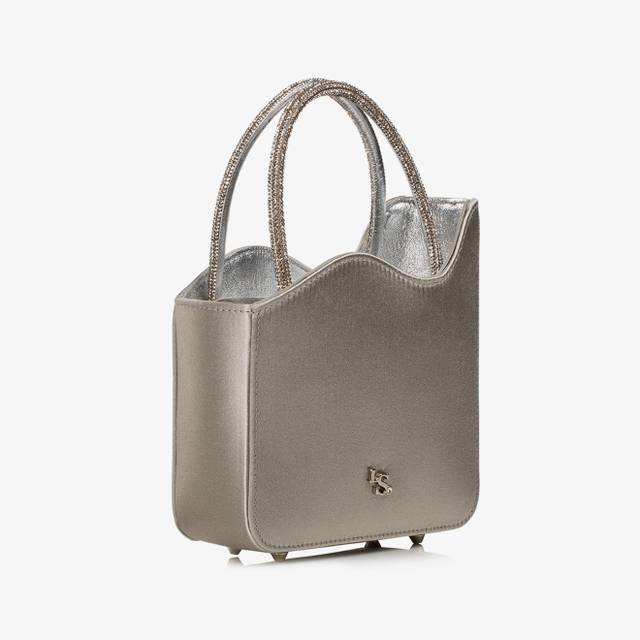 Le Silla Mini bag raso argento e Cristalli Consegna Veloce