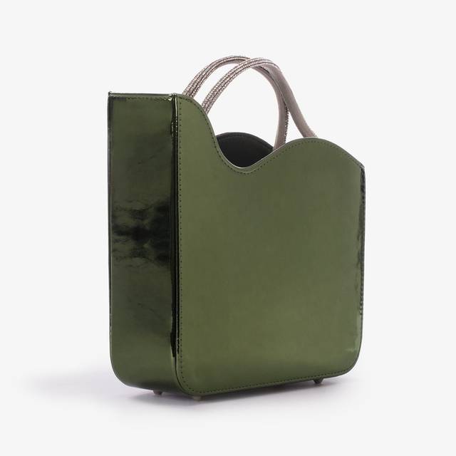 Le Silla Small bag metallizzata verde pirite e Cristalli Fino Al -60%