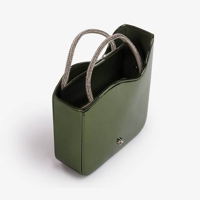Le Silla Small bag metallizzata verde pirite e Cristalli Fino Al -60%