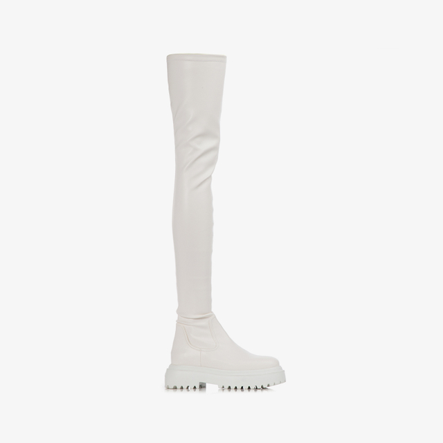 Le Silla Stivale sopra il ginocchio pelle vegan stretch bianco Shopping Online