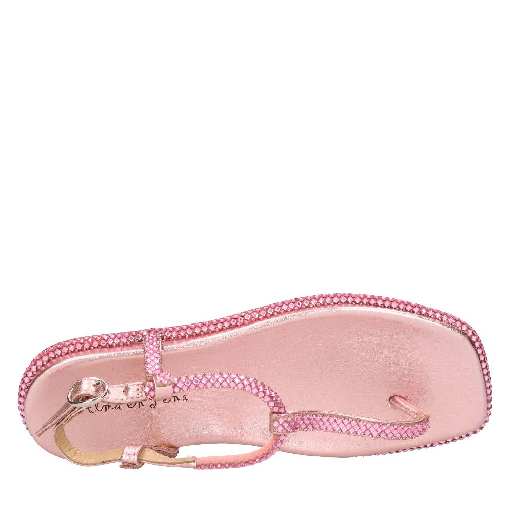 ALMA EN PENA Sandali flat infradito in pelle e strass In Linea