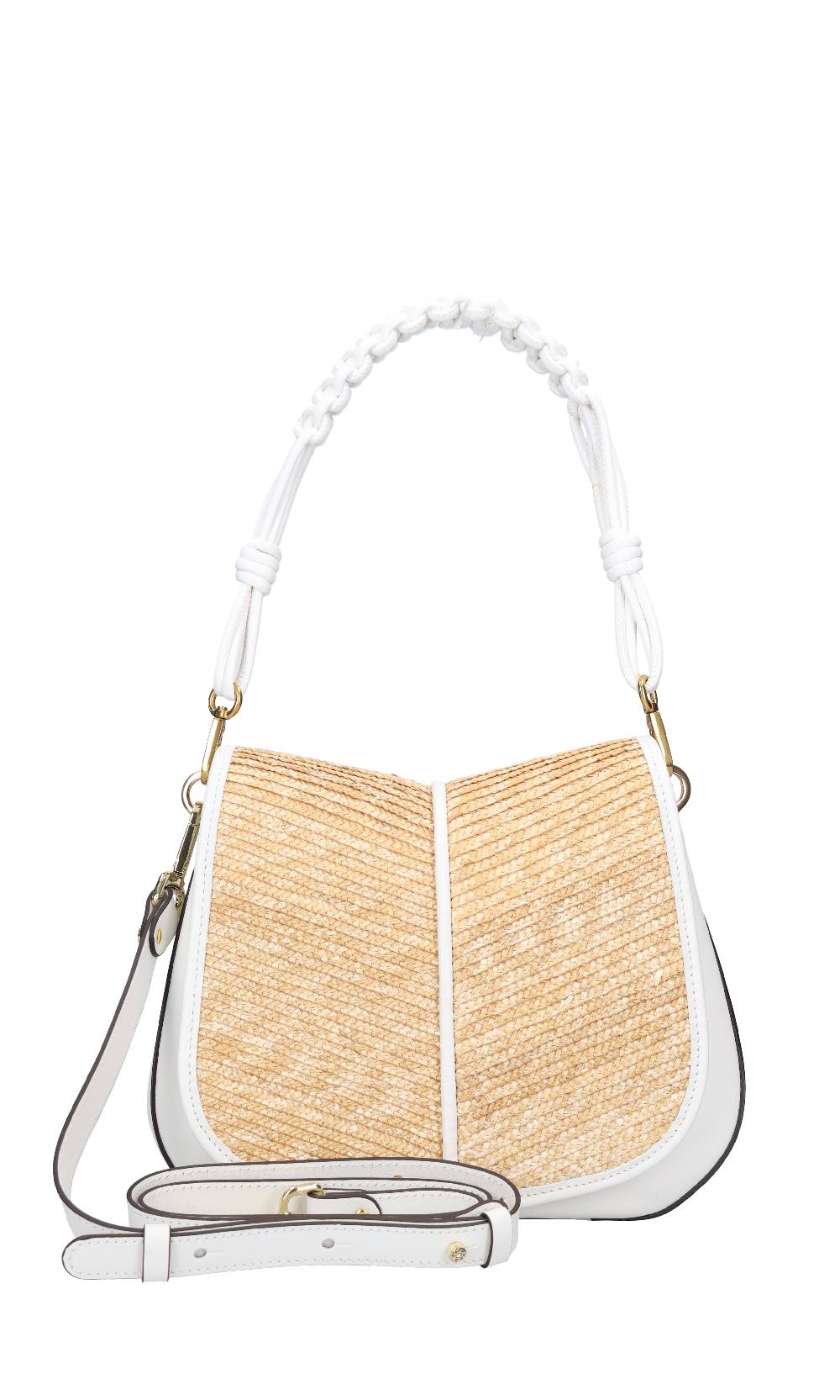 GIANNI CHIARINI Tracolla Helena Round in pelle e rafia Prezzo Ridotto