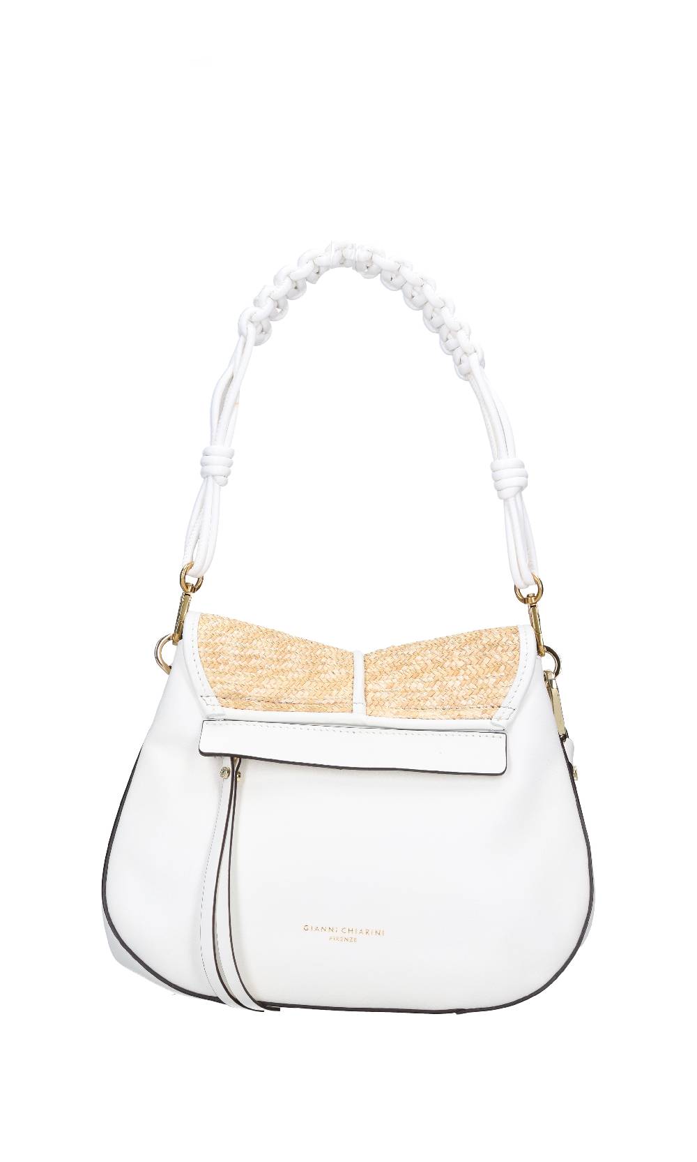 GIANNI CHIARINI Tracolla Helena Round in pelle e rafia Prezzo Ridotto