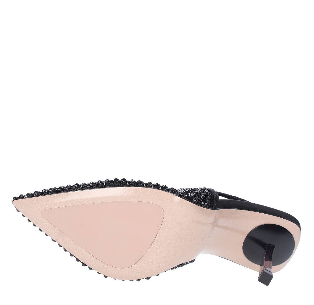 LE SILLA Sandali Slingback in pelle raso nylon e cristalli 2025