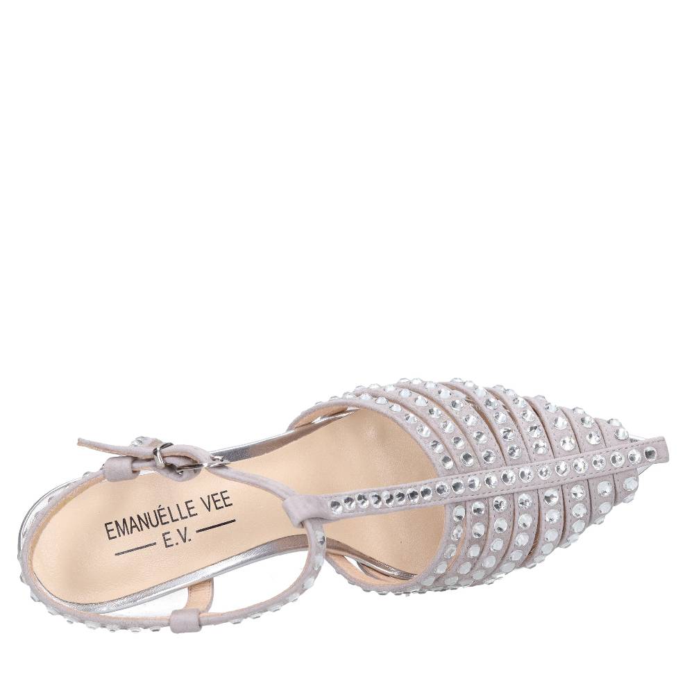 EMANUELLE VEE Décolleté Slingback in pelle e strass Negozio