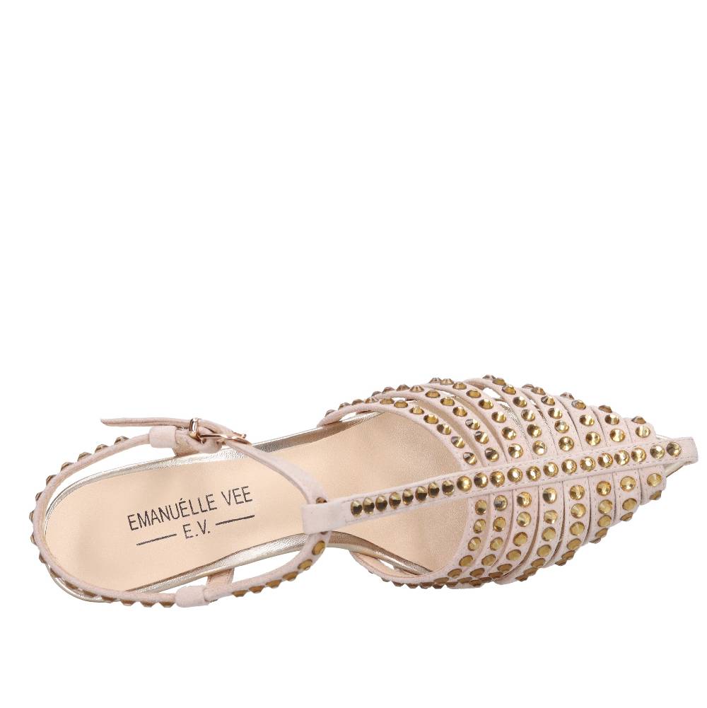 EMANUELLE VEE Décolleté in pelle e strass Qualità