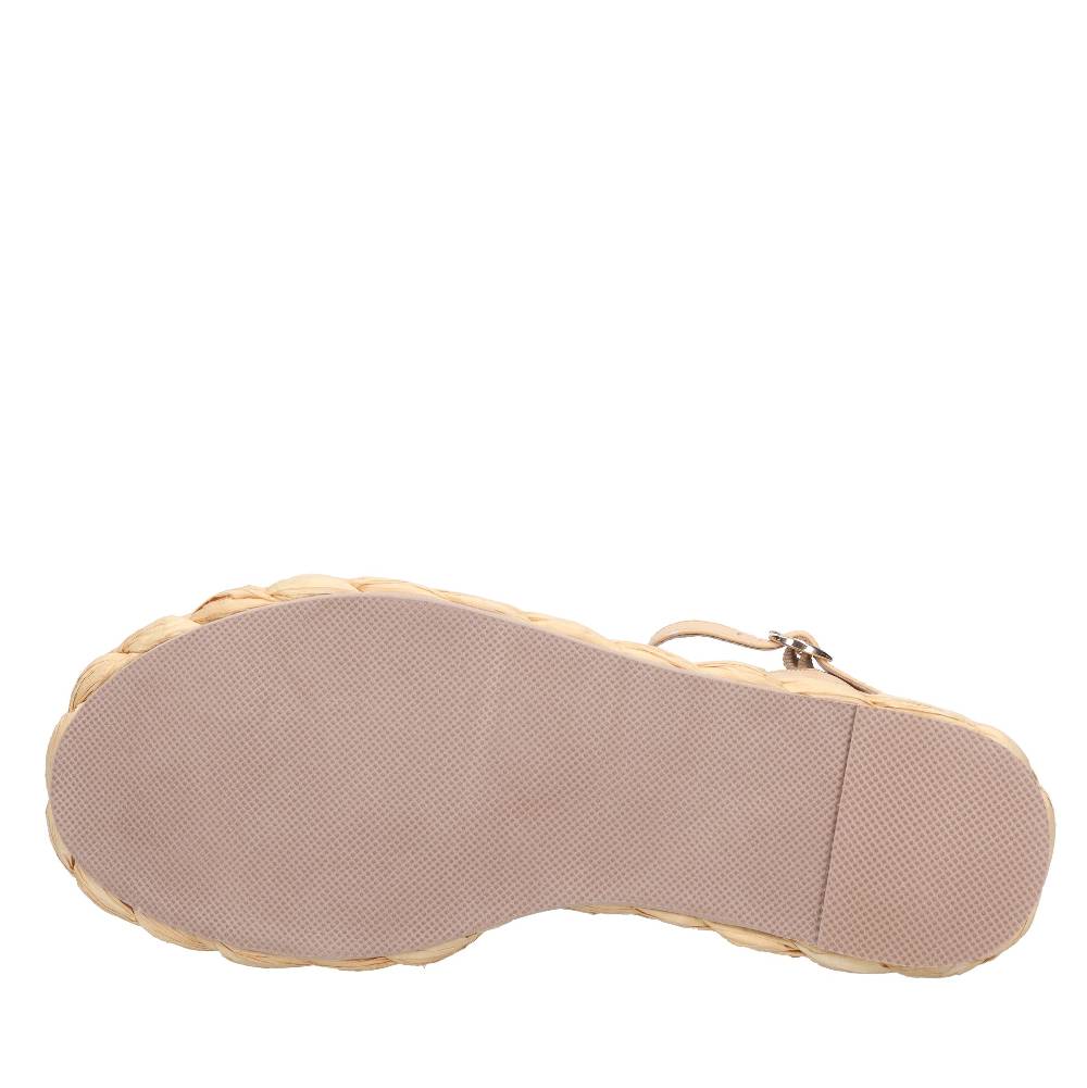 EMANUELLE VEE Sandali Zeppa in pelle e rafia Shopping Online