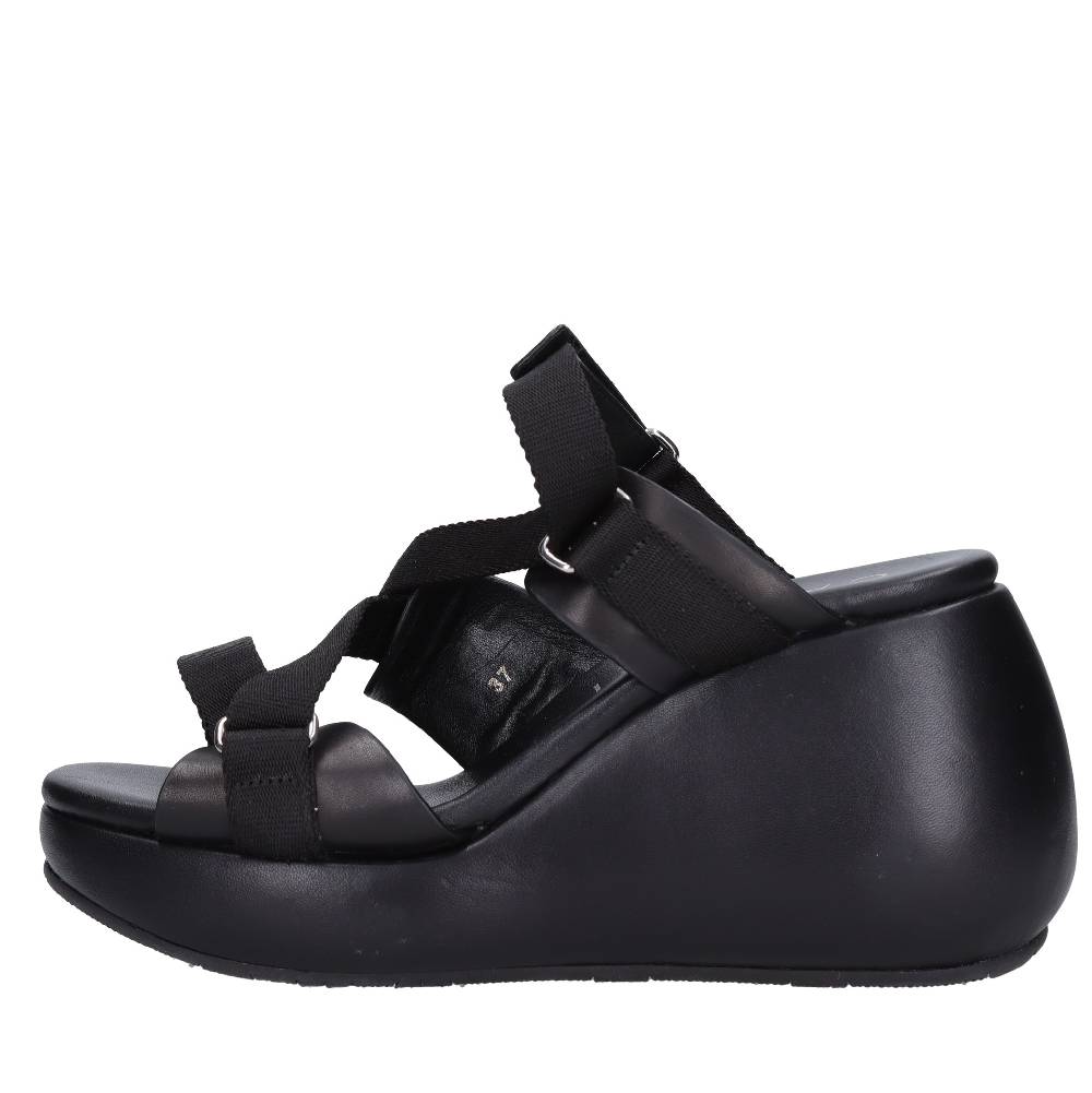 CASADEI Mules Zeppa in pelle e tessuto Online