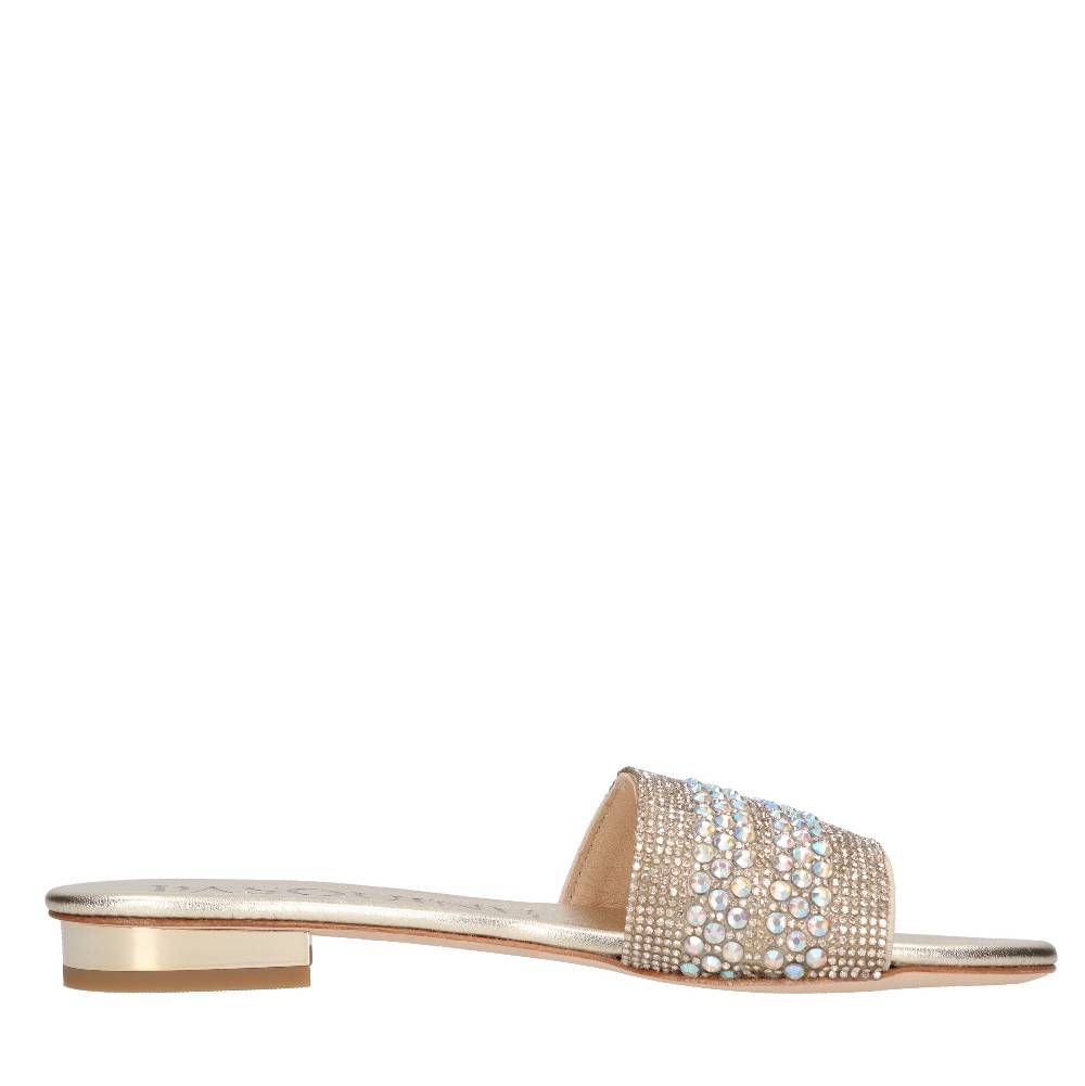 PASQUINI Mules in pelle e strass Ritorno libero