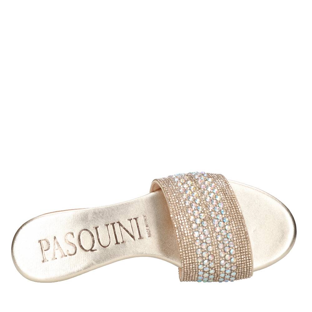 PASQUINI Mules in pelle e strass Ritorno libero
