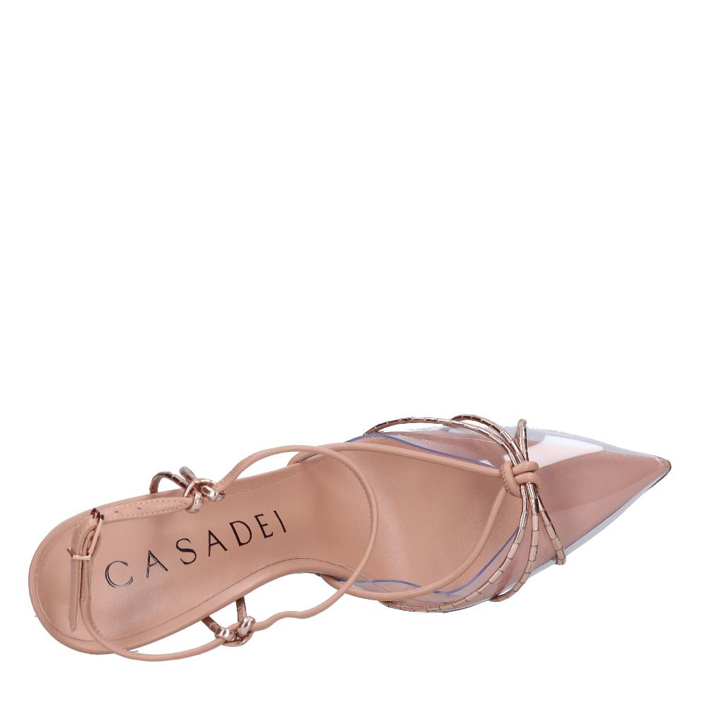 CASADEI Décolleté Slingback in pelle e plexiglass In vendita