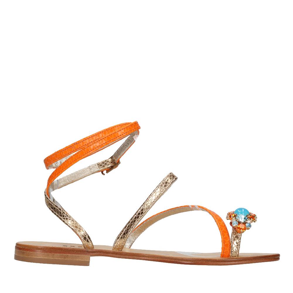 EMANUELA CARUSO Sandali flat infradito in pelle Vendita Calda