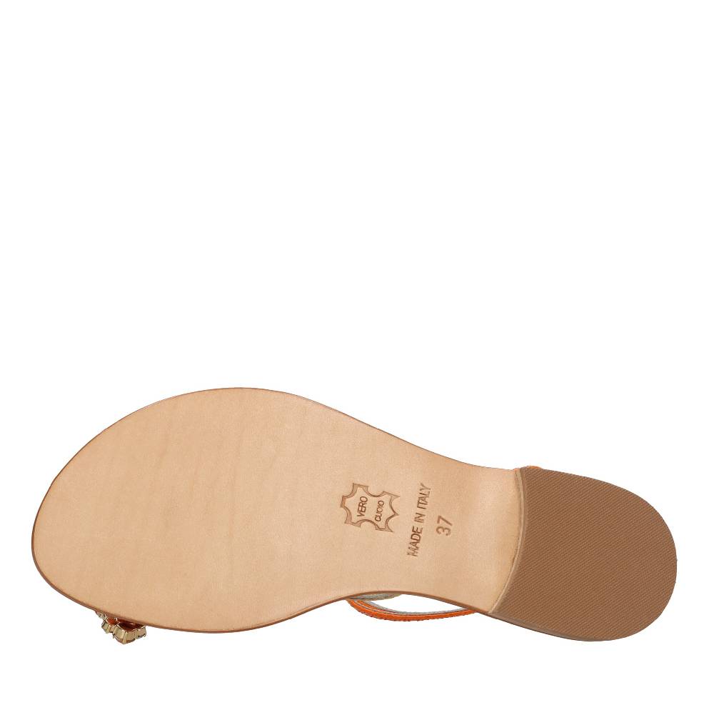 EMANUELA CARUSO Sandali flat infradito in pelle Vendita Calda
