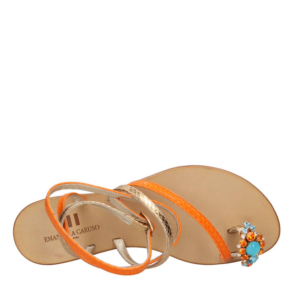 EMANUELA CARUSO Sandali flat infradito in pelle Vendita Calda