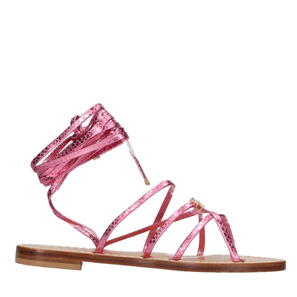 EMANUELA CARUSO Sandali flat infradito in pelle Vendita Economica