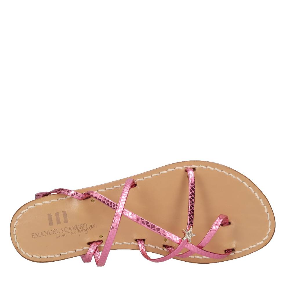EMANUELA CARUSO Sandali flat infradito in pelle Vendita Economica