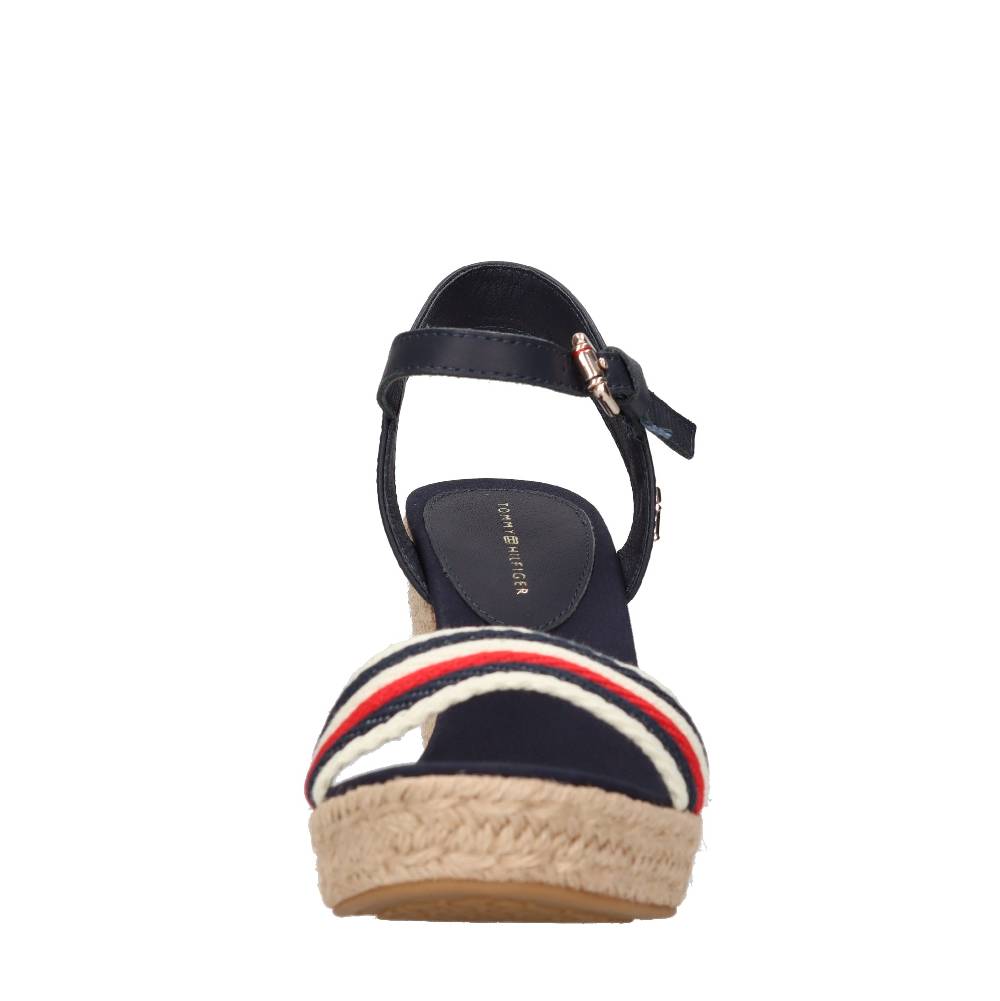 TOMMY HILFIGER Sandali con zeppa in pelle e tessuto Offerta esclusiva