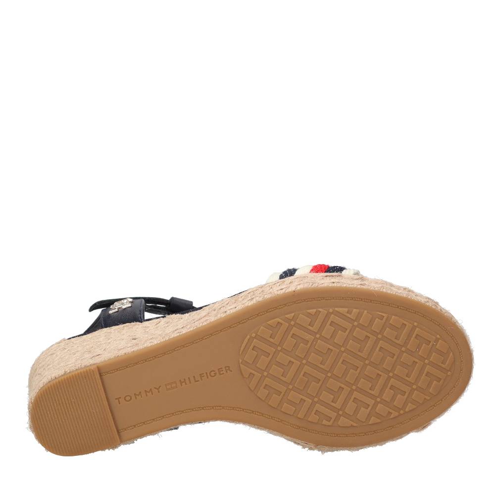 TOMMY HILFIGER Sandali con zeppa in pelle e tessuto Offerta esclusiva