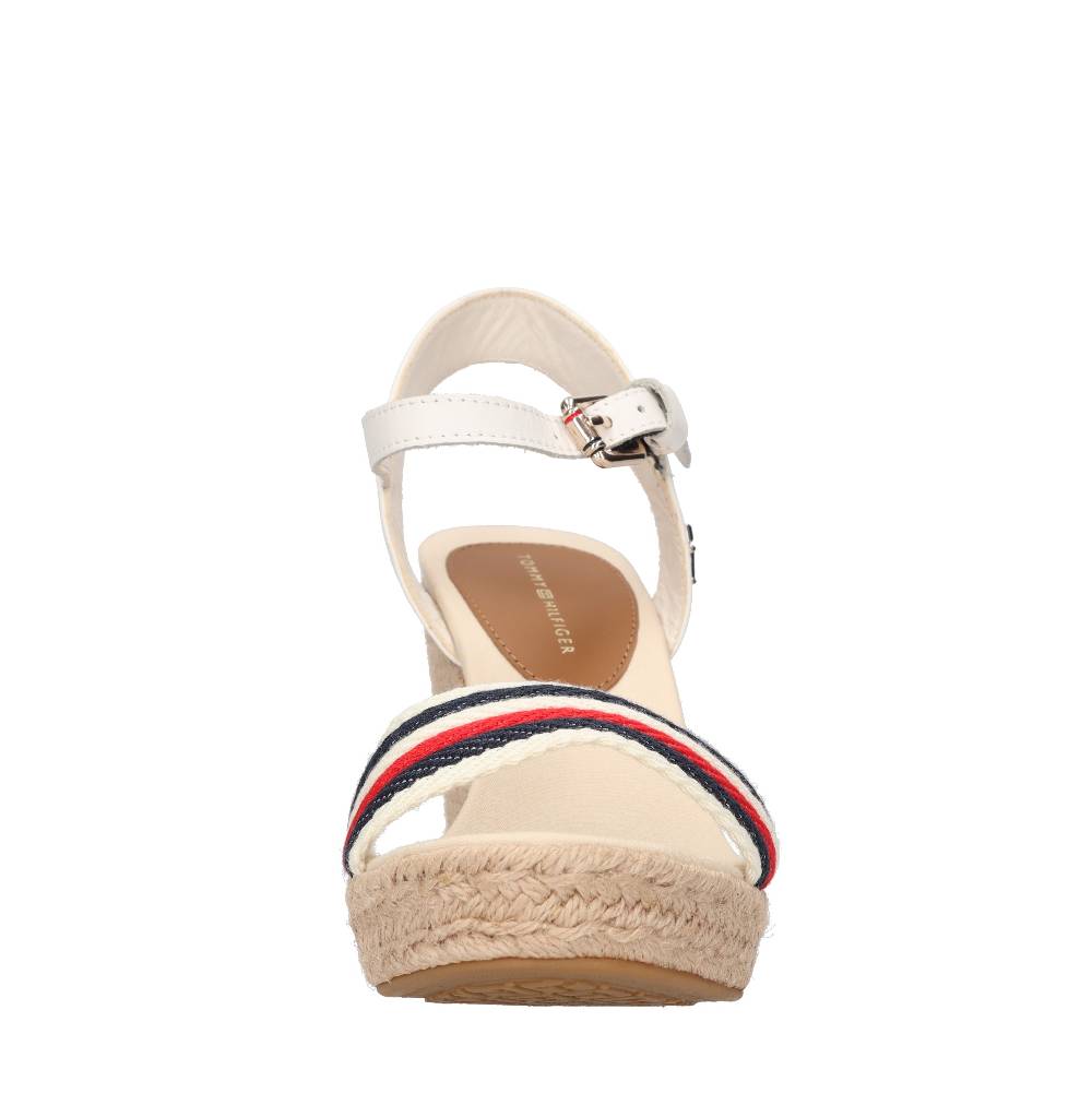 TOMMY HILFIGER Sandali con zeppa in pelle e tessuto Vendite stagionali