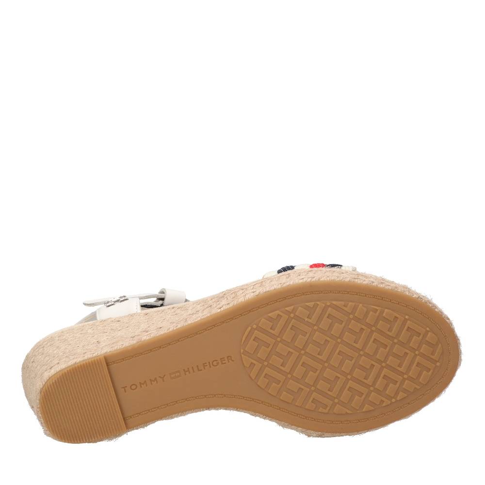 TOMMY HILFIGER Sandali con zeppa in pelle e tessuto Vendite stagionali