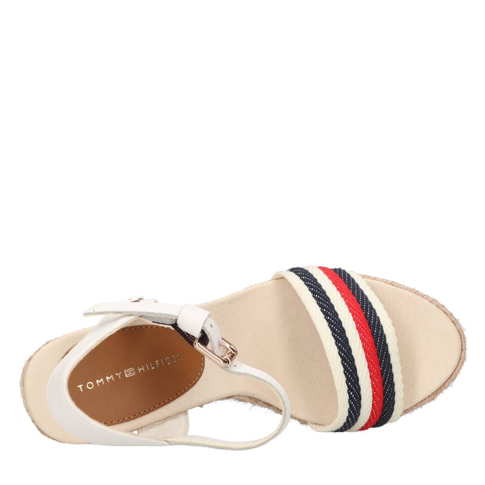 TOMMY HILFIGER Sandali con zeppa in pelle e tessuto Vendite stagionali