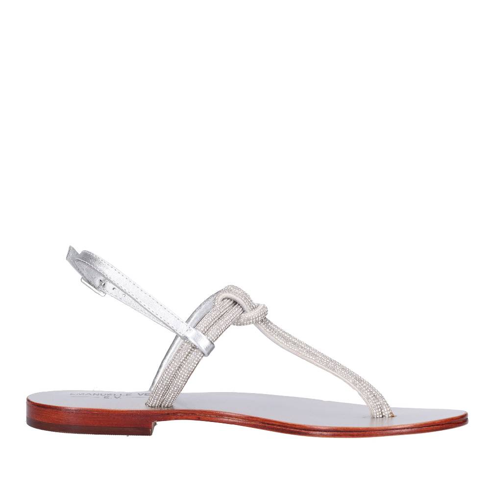 EMANUELLE VEE Sandali infradito in pelle e strass Super sconto