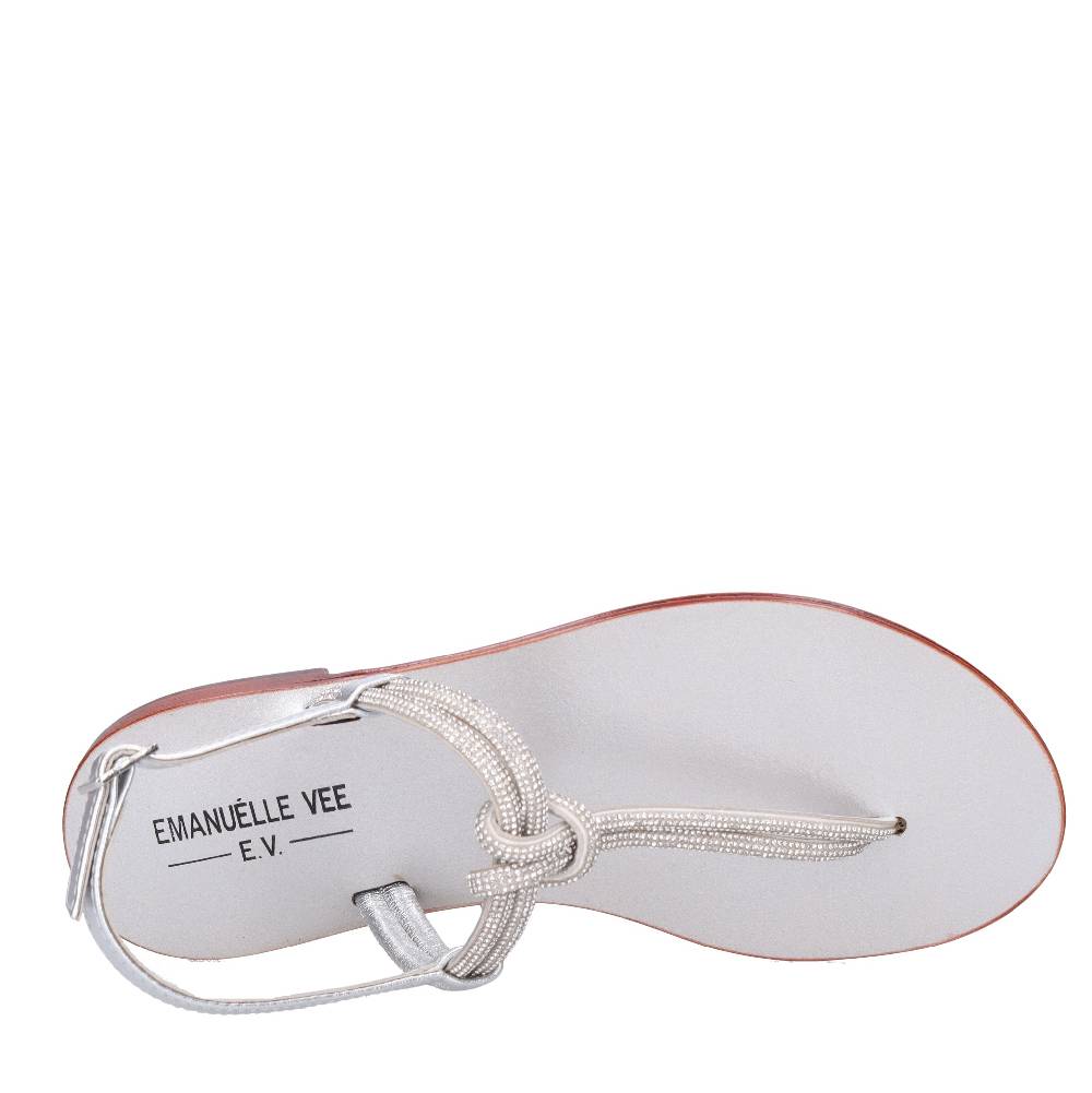 EMANUELLE VEE Sandali infradito in pelle e strass Super sconto