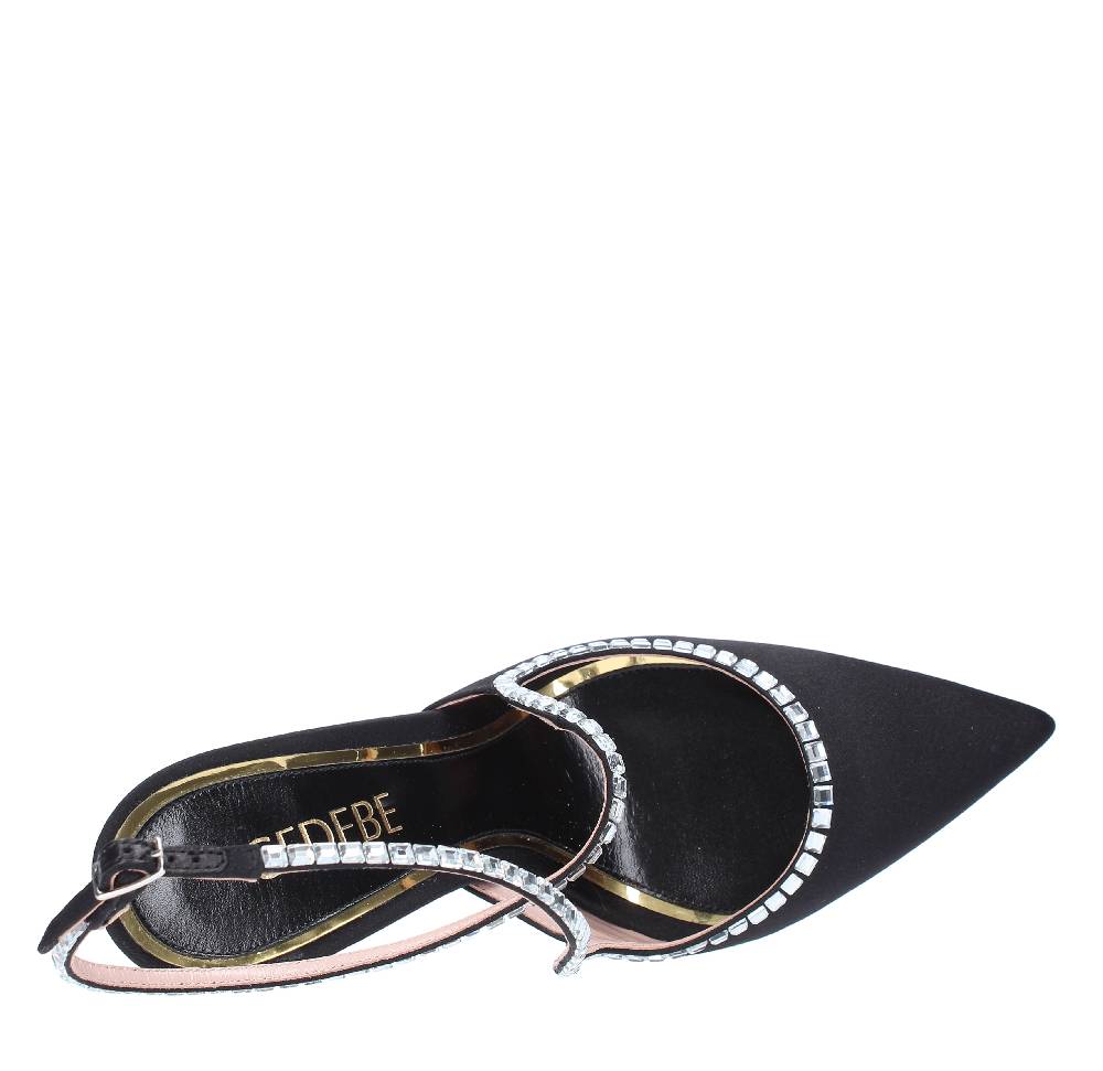GEDEBE Décolleté slingback GEDEBE modello VIOLA in raso e strass Novità