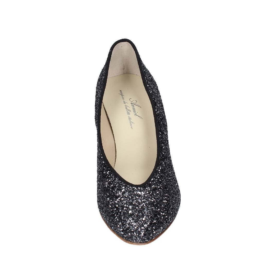 scarpe donna ANNIEL decollete nero glitter EX219 Vendite Flash